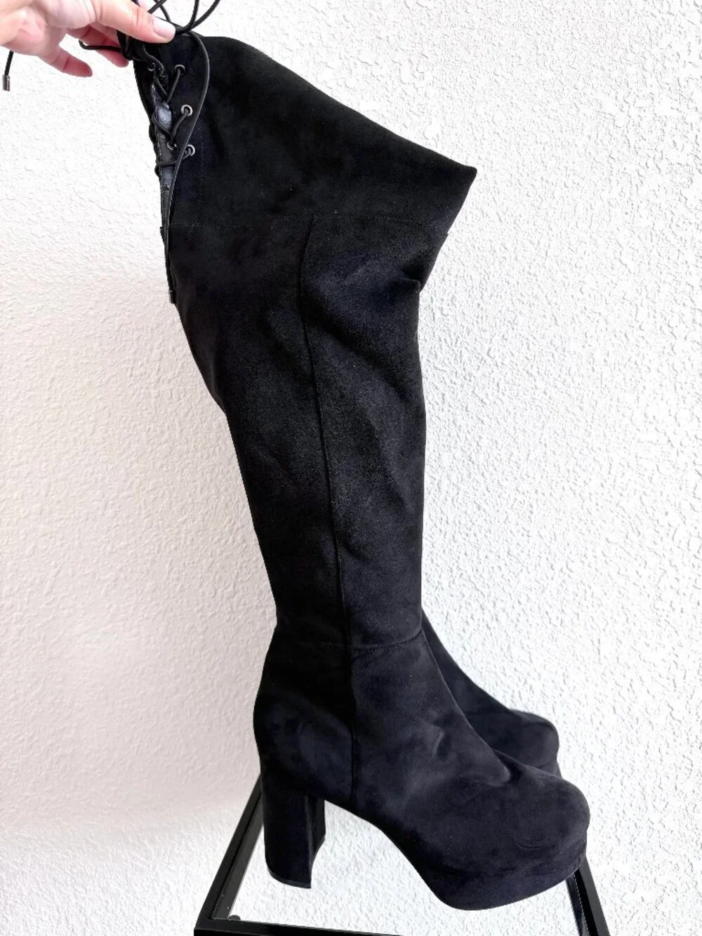 Torrid Black Faux Suede Over the Knee Heel Boot - Size 11WW